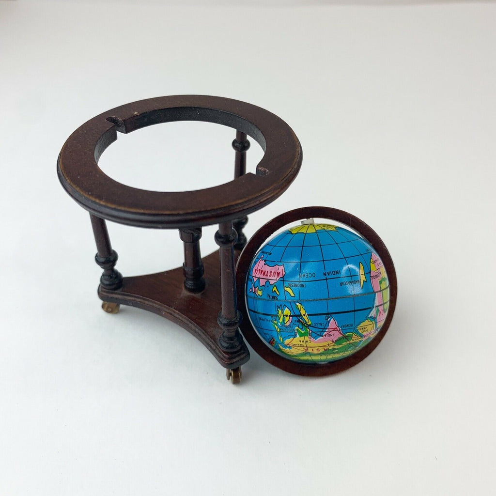 Dollhouse Miniature Globe on Spinning Wheels Tiny Doll House Decoration