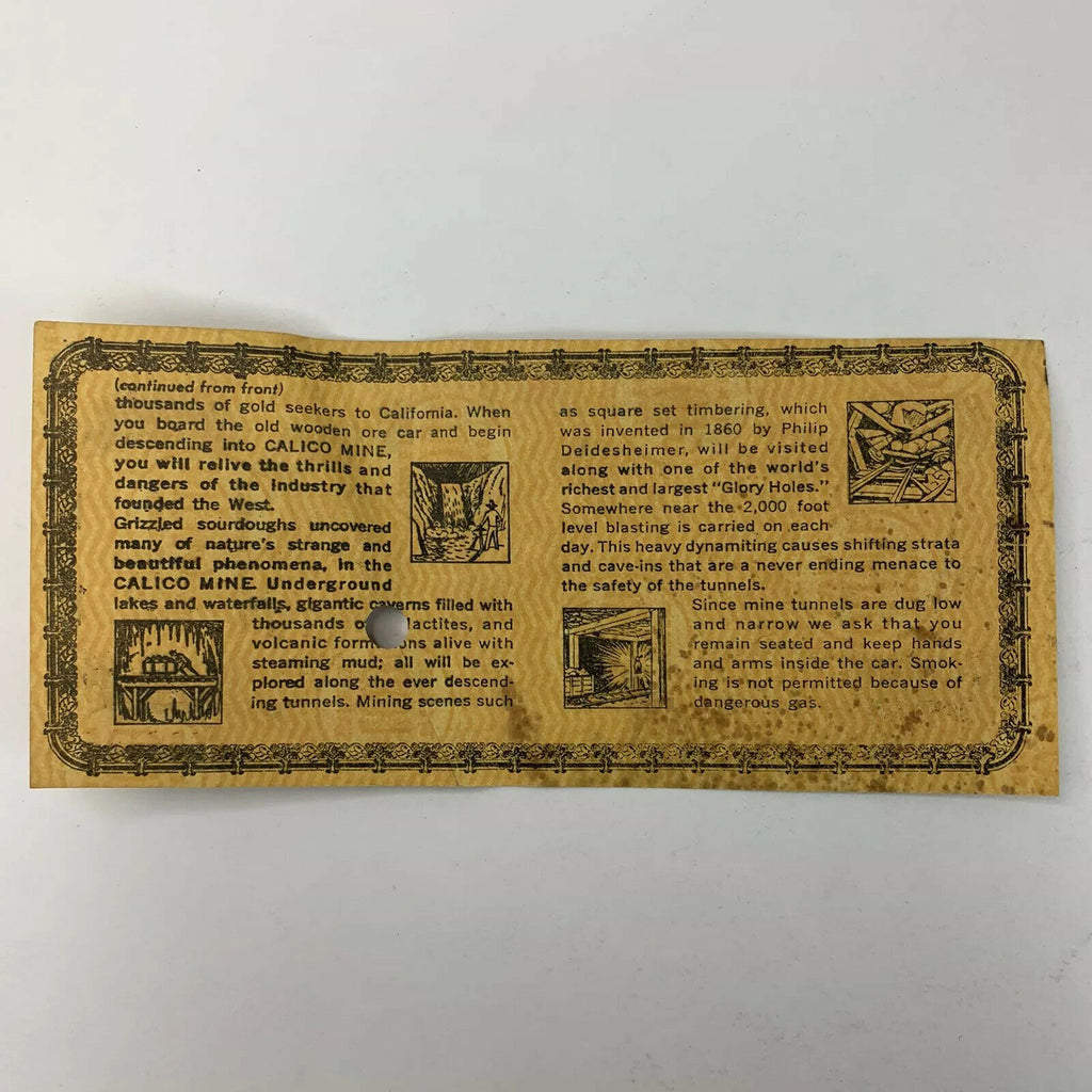 Knott's Berry Farm Calico Mine Co Gold Mine Admission Ticket 50 cent
