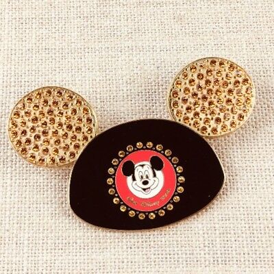 Disney Mickey Mouse Ear Hat Jeweled Golden Jumbo Disneyland Boxed Pin