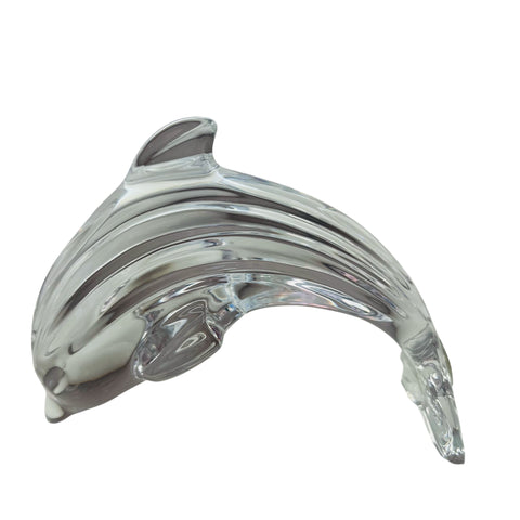 Vintage Waterford Crystal Ribbed  Dolphin Figurine Paperweight