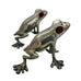 Vintage Frog Metal Figurine Salt and Pepper Shakers - Silver with Red Eyes