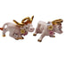 Vintage Bisque Long Horn Bull Angel Cow Applied Flowers Figurines