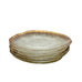 Vintage Textured Glass Bowl Glacier Pebble Gold Trim Edge Plates Set of 6