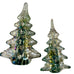 Vintage Silvestri Clear Crystal Green Ribbon Glass Christmas Trees