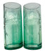 Coca Cola Green Embossed Glass Tumblers - Pair
