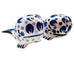 Vintage Blue White Ceramic Mexico Whale Salt and Pepper Shakers Set