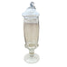 Vintage Apothecary Jar Tall Candy Dish Clear Glass Footed Lidded Canister