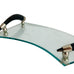 Vintage Mid Century MCM  Faux Black Bone Horn Handles Glass Vanity Tray