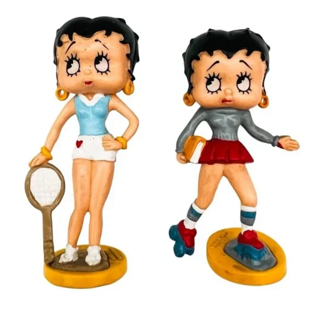 Vintage Betty Boop By Marty Toy Tennis And Roller Skating Plastic Figurines
