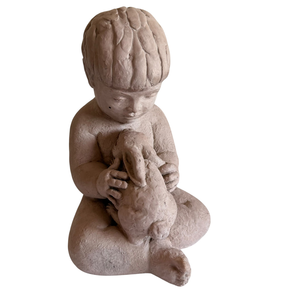 Vintage Austin Productions Miro Musulin Playmates Boy w/ Pet Bunny Sculpture