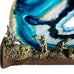Vintage Blue Agate Pewter Detailed Rustic Nail Pewter Miner Prospector Scene