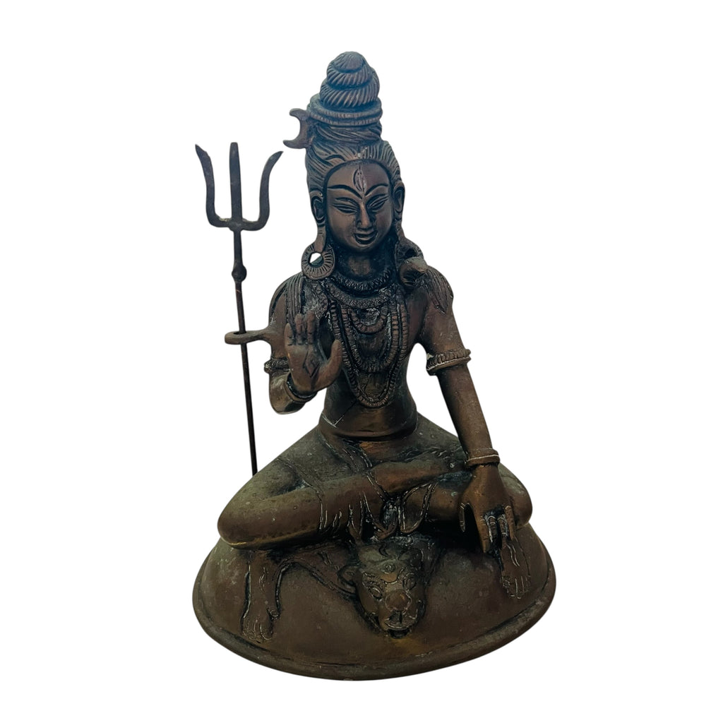 Vintage Bronze-Patina Shiva Statue Decorative Sculpture