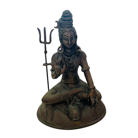 Vintage Bronze-Patina Shiva Statue Decorative Sculpture