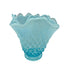 Vintage Fenton Opalescent Aqua Hobnail Ruffled Glass Vase