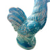 Rooster Pottery Glazed Blue/Green/Aqua Statue