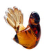 Vintage Art Glass Amber Orange Feather Bird