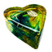 Robert Held Art Glass  Blue Yellow Green Heart Paperweight