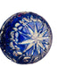 Vintage Crystal Clear Cobalt Blue Hand Cut Poland Bowl