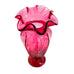 Vintage Fenton Ruffle Top Cranberry Melon Sided Vase