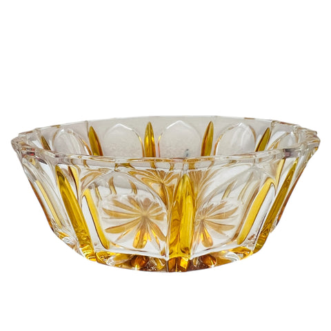 Vintage Depression Starburst Amber Glass Clear Bowl