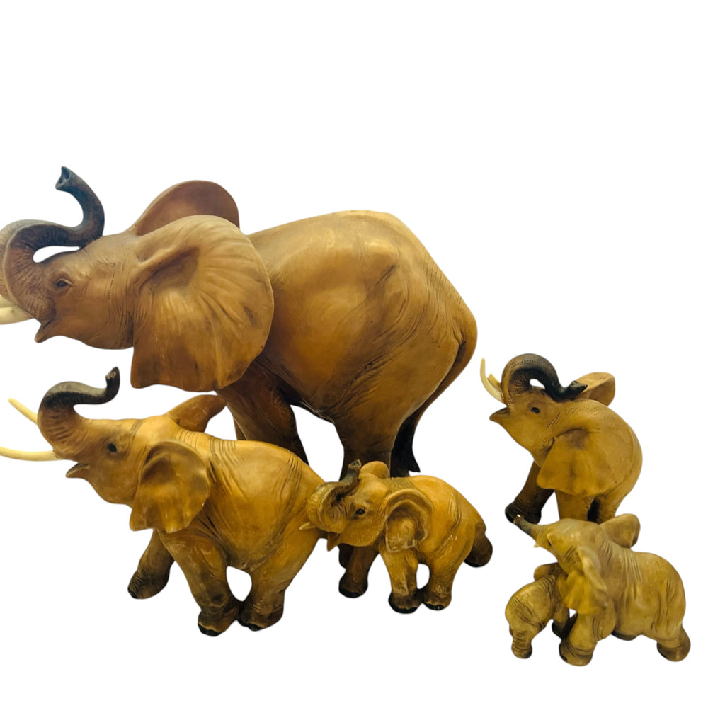 Vintage Guido Cacciapuoti Elephant Figurine Italy Signed Ceramic Porcelain 4PC