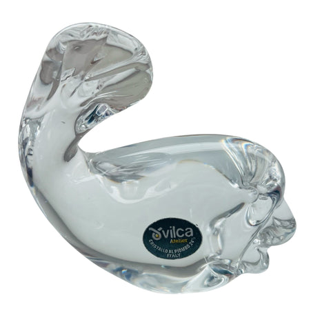 Vintage Art Glass VILCA Fish Clear Crystal Italy Paperweight
