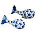 Vintage Blue White Ceramic Mexico Whale Salt and Pepper Shakers Set