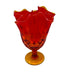 Vintage Fenton Thumbprint Orange Glass Pedestal Amberina Handkerchief Vase