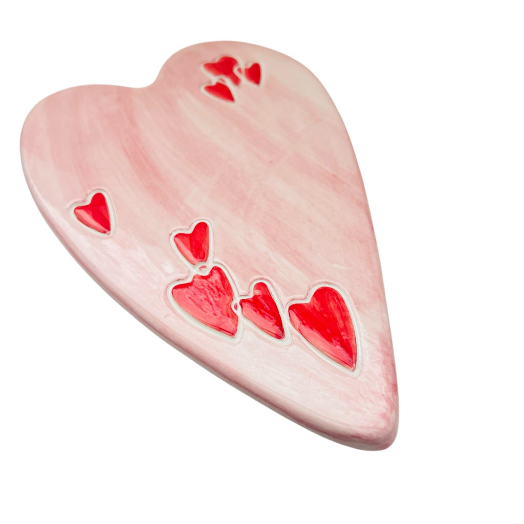 Vintage Zanolli Italy Hand Painted Ceramic Heart Trivet Hot Plate-