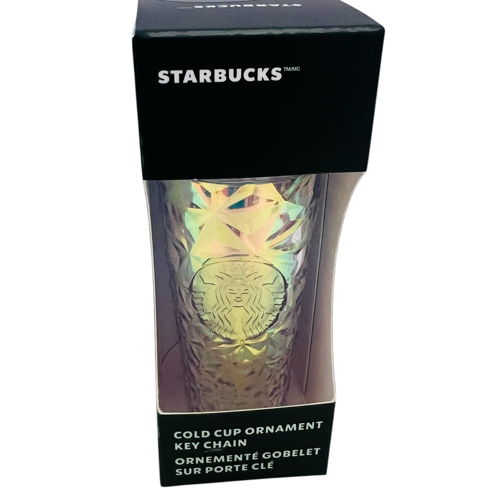 Starbucks Holiday Diamond Iridescent Cold Cup Ornament Keychain