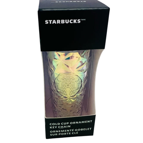 Starbucks Holiday Diamond Iridescent Cold Cup Ornament Keychain