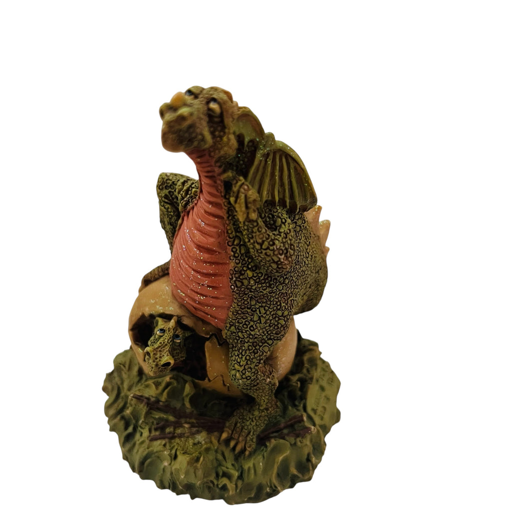 Vintage Medieval Fantasy Green Dragon Hatching Egg Figurine
