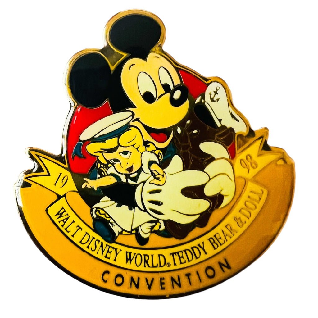 Disney Teddy Bear & Doll Convention- 1998 Mickey Mouse with Sailor Doll and Bear Walt Disney World Pin