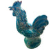Rooster Pottery Glazed Blue/Green/Aqua Statue