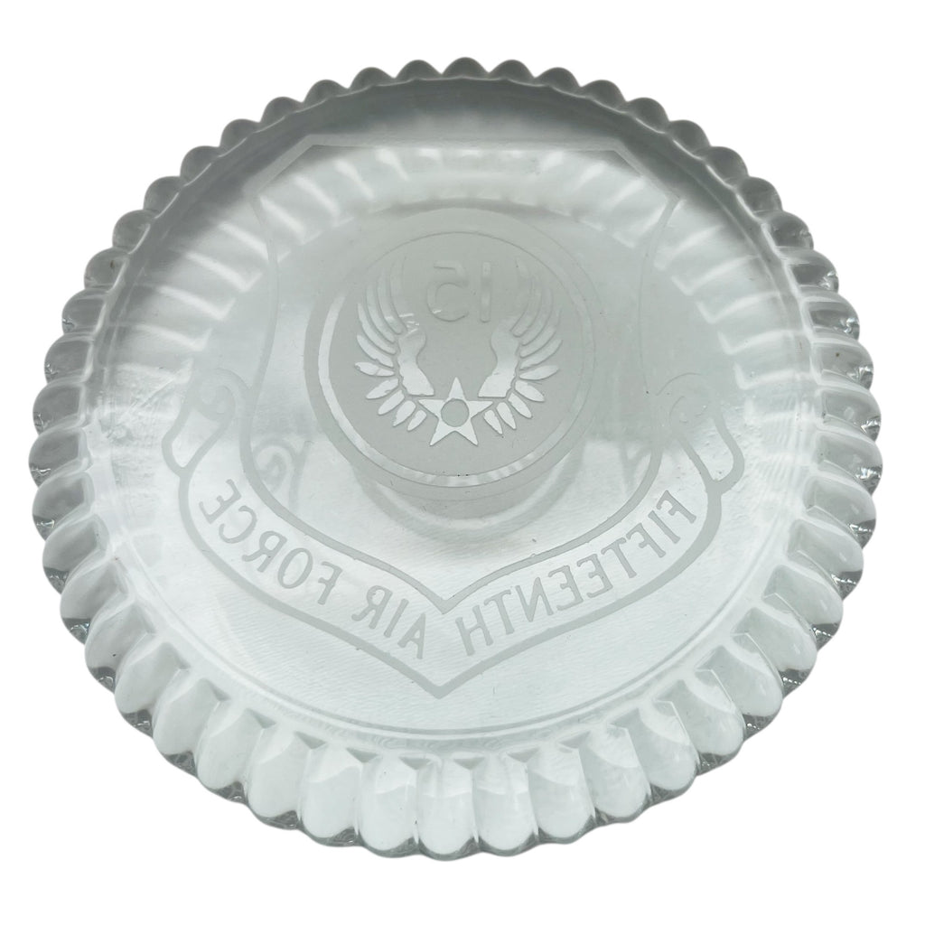 Vintage Air Force Fifteenth Emblem Clear Glass Plate
