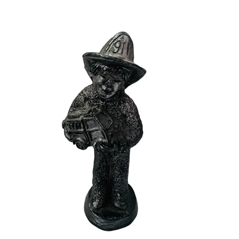 Vintage Michael Ricker Pewter Boy Fire Truck 911 Helmet Numbered Signed Figurine