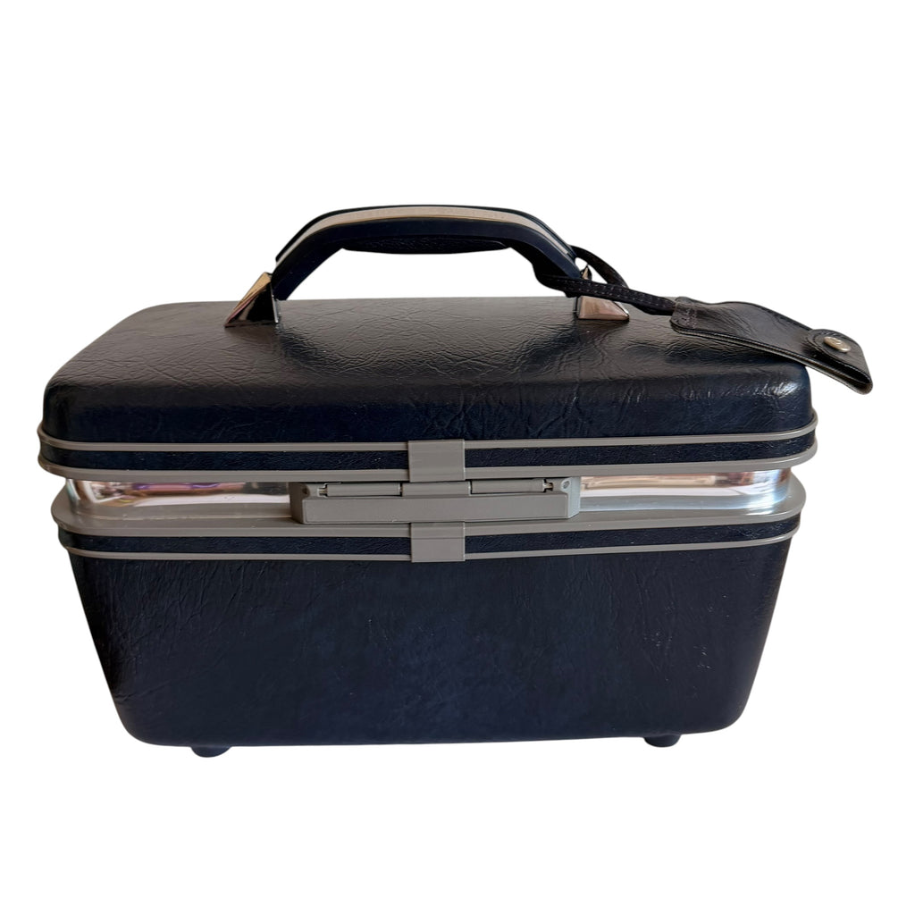 Vintage Samsonite Profile II Vanity Beauty Case Marina Blue W/Tray & Mirror