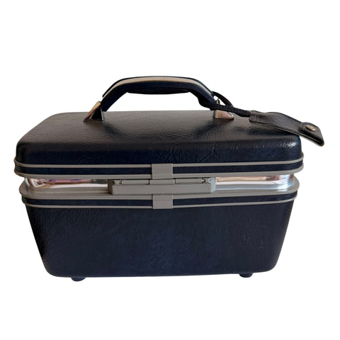 Vintage Samsonite Profile II Vanity Beauty Case Marina Blue W/Tray & Mirror