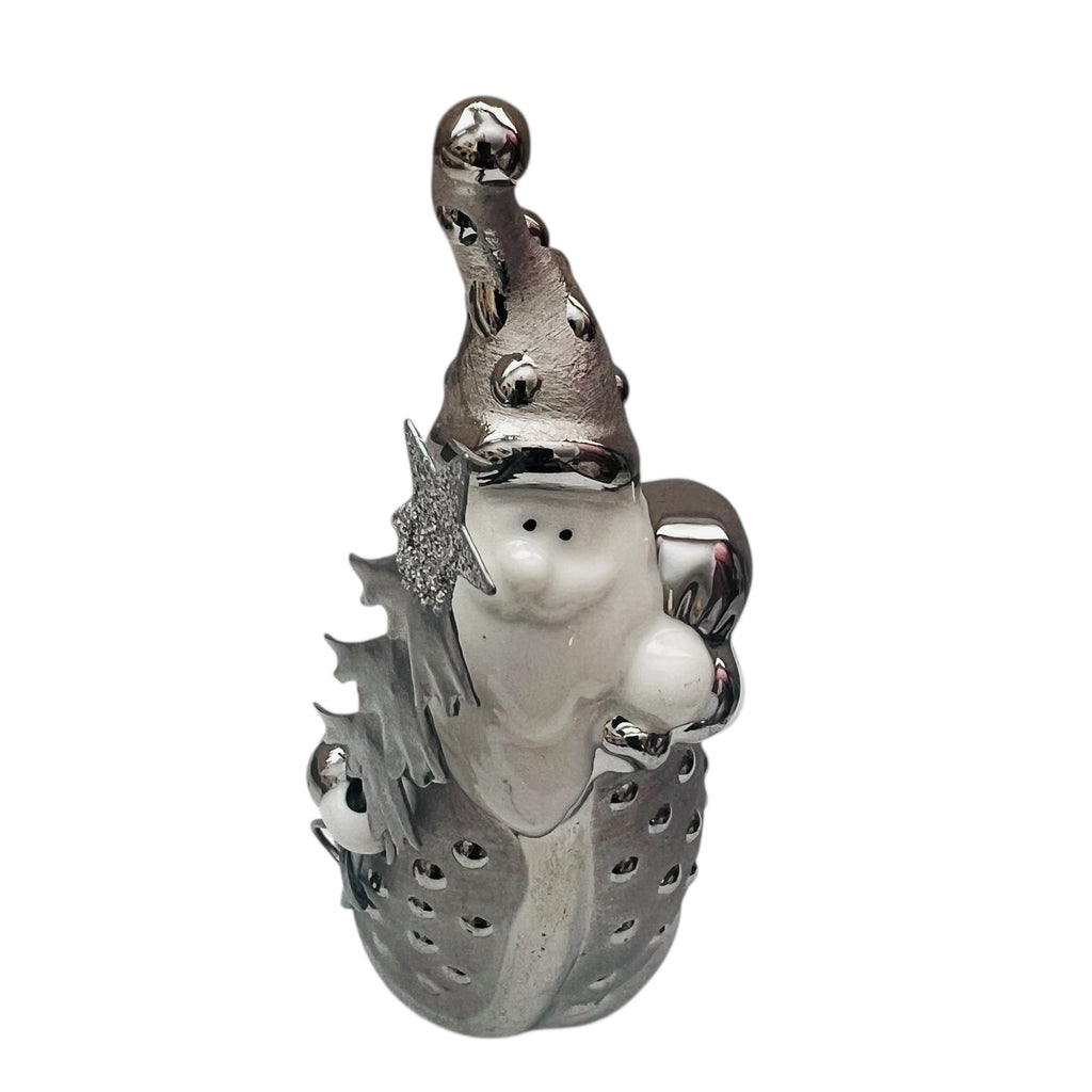 Vintage Pier 1 Imports Pere Noel Silver Porcelain Santa Claus Figurine