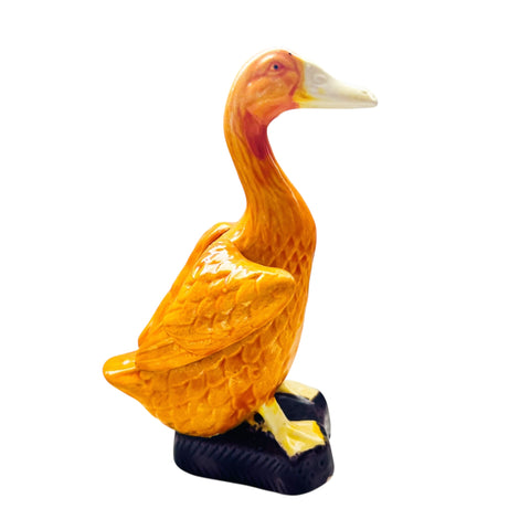 Vintage JAPAN Yellow Duck Ceramic Pedestal Figurine