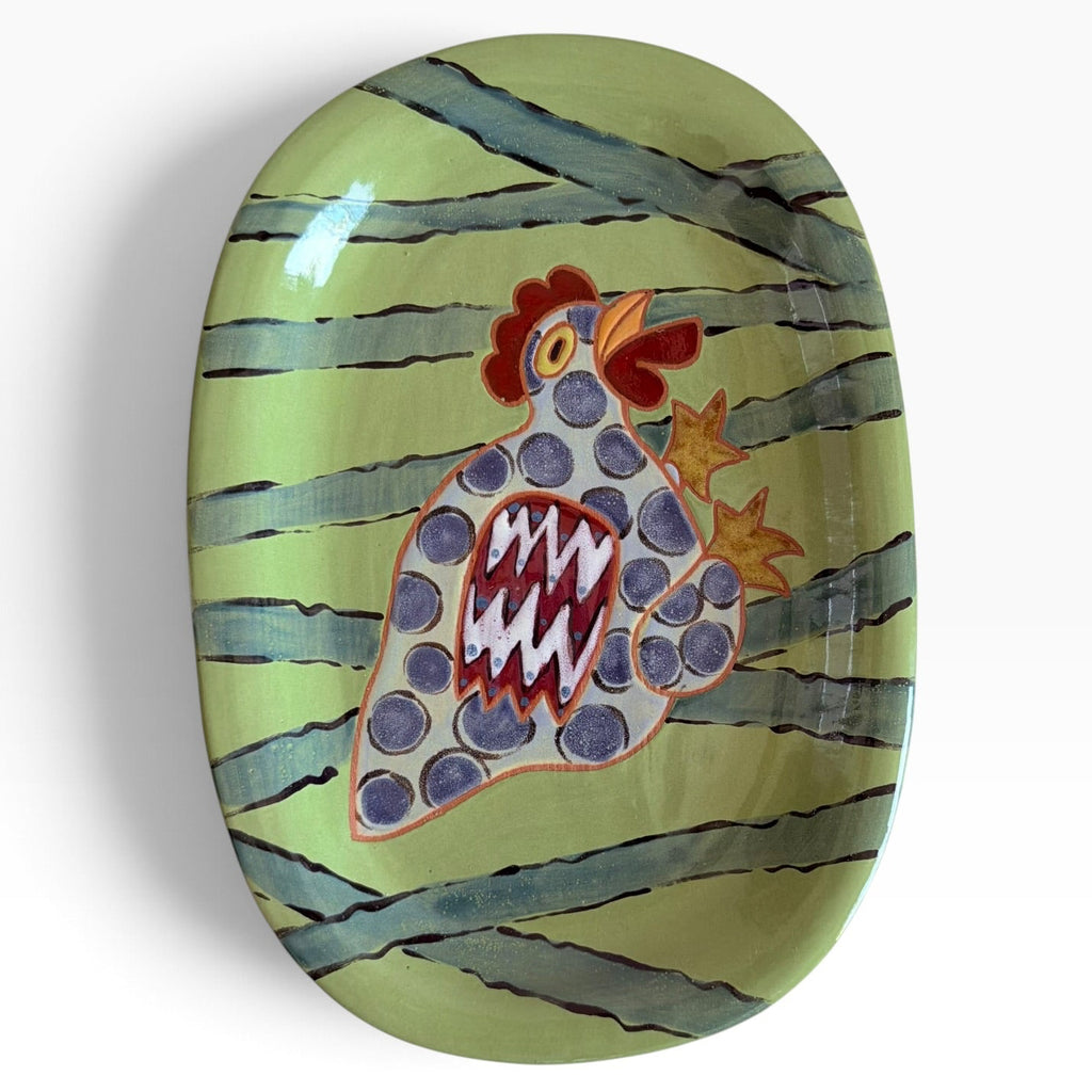 Clow Valley Pottery Rooster Oval Serving Plate