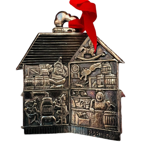 Santa Express Pewter Double Sided Barn Ornament