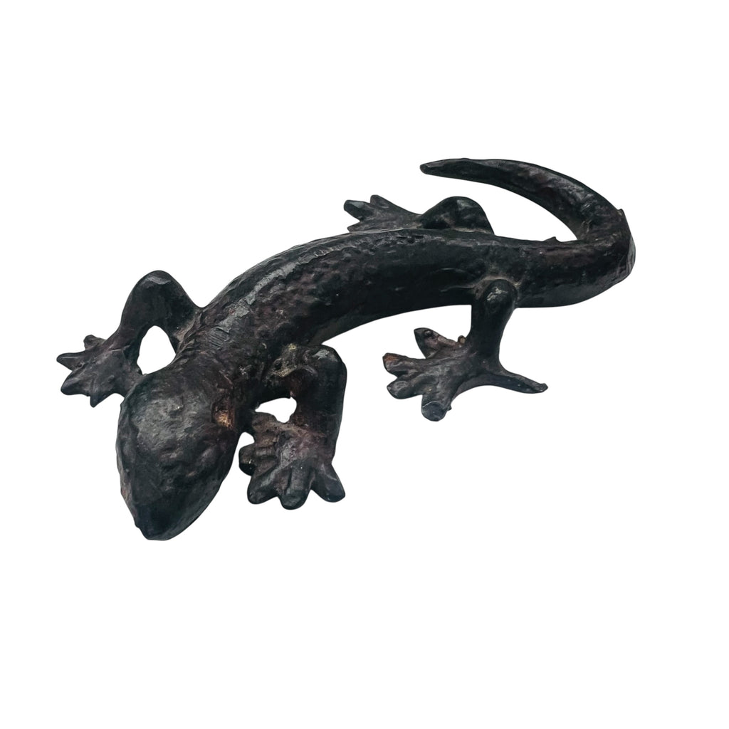 Vintage Overly Cast Iron Handmade Lizard Decor Art Wild Animal Figurine