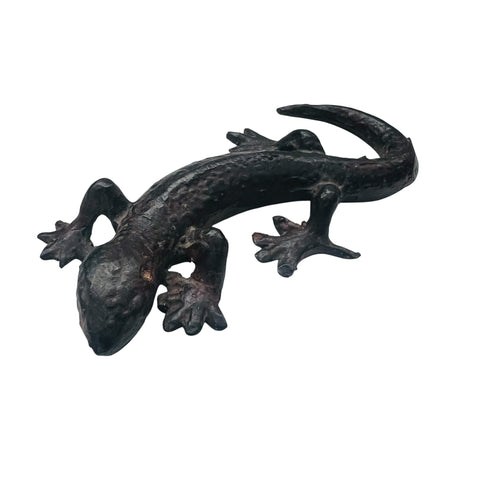 Vintage Overly Cast Iron Handmade Lizard Decor Art Wild Animal Figurine