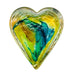 Robert Held Art Glass  Blue Yellow Green Heart Paperweight