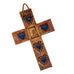 Inlay Decorative Textured Cross Wall Hanging with Blue Hearts
