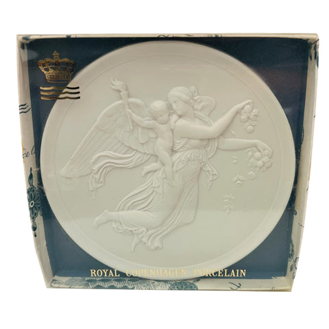 Royal Copenhagen White Round Porcelain Relief Plaque Medallion