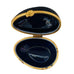 Vintage Limoges France Hand Painted Porcelain Cobalt Blue Hinged Egg Trinket Box