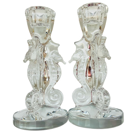 Vintage Waterford Crystal Seahorse Candlestick Holders