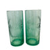 Coca Cola Green Embossed Glass Tumblers - Pair